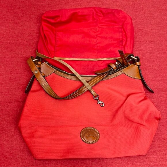 Red Dooney & Bourke ShoulderBag  Boho  Canvas  Brown trim Leather 14"x8"x10" (43 - Picture 7 of 15